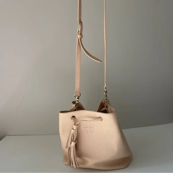 Tory Burch Light Nude Pink Bucket Bag Crossbody Purse - Picture 5 of 16
